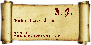 Mudri Gusztáv névjegykártya